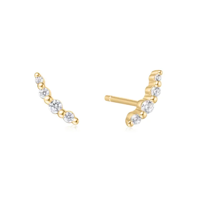 Ania Haie "Gold Bezel Beaded Stone Stud" Earrings
