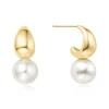 Ania Haie "Gold Shell Pearl Dome Hoop" Earrings
