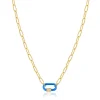 Ania Haie "Neon Blue Enamel Carabiner" Necklace