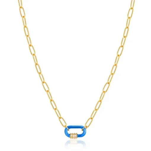 Ania Haie "Neon Blue Enamel Carabiner" Necklace