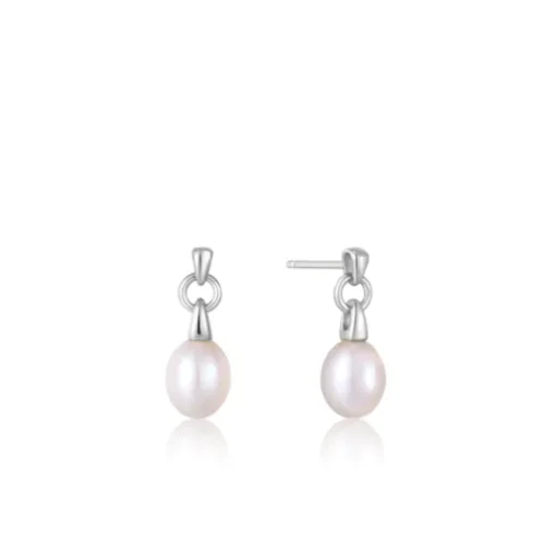 Ania Haie "Silver Pearl Drop Stud" Earrings