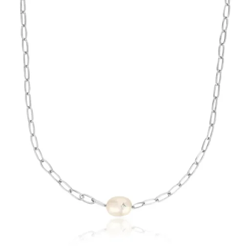 Ania Haie "Silver Pearl Sparkle Chunky Chain" Necklace