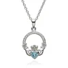Claddagh MARCH Birthstone Necklace