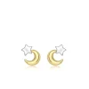 9CT 2-COLOUR GOLD MOON AND STAR STUD EARRINGS