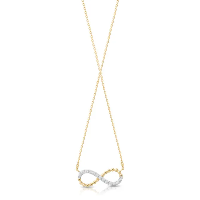 9ct Gold CZ Infinity Pendant with Chain Included