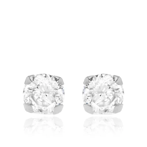 9CT WHITE GOLD ROUND CZ STUD EARRINGS