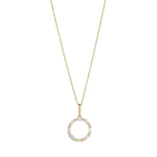 9ct Yellow Gold Baguette Stone Circle Pendant