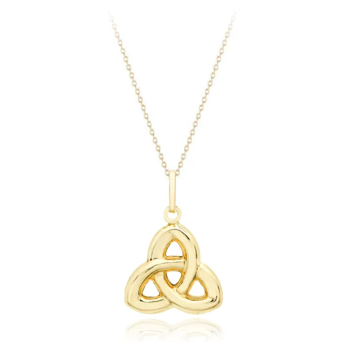 9CT YELLOW GOLD CELTIC KNOT PENDANT CHAIN NECKLACE