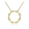 9CT YELLOW GOLD CZ TWIST-CIRCLE TRACE CHAIN ADJUSTABLE NECKLACE