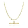 9CT YELLOW GOLD DOG BONE T-BAR and Paper Chain Necklace