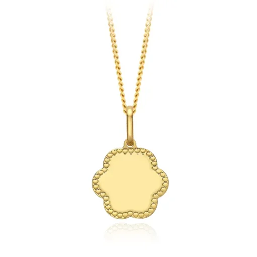9CT YELLOW GOLD DOTTED-EDGE-FLOWER PENDANT