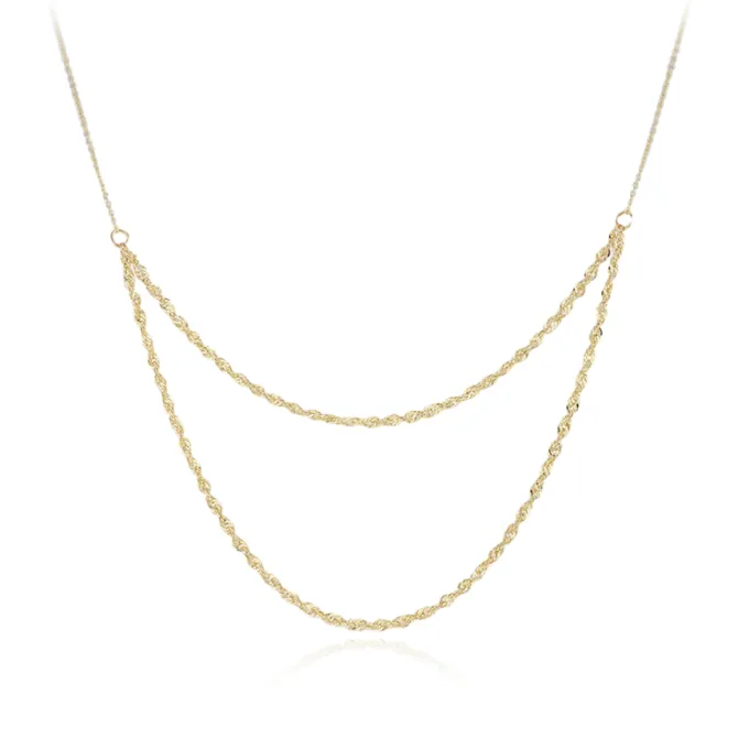 9CT YELLOW GOLD DOUBLE ROPE AND TRACE ADJUSTABLE CHAIN