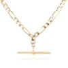 9ct YELLOW GOLD FIGARO & BELCHER T-BAR NECKLACE