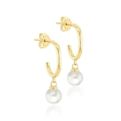 9CT YELLOW GOLD FRESH WATER PEARLS DROP STUD EARRINGS