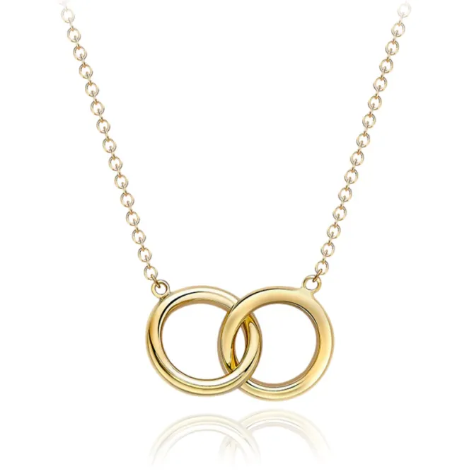 9ct YELLOW GOLD LINKED RING NECKLACE