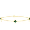 9CT YELLOW GOLD MALACHITE CLOVER BRACELET