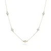 9CT YELLOW GOLD PEARL STATION ADJUSTABLE NECKLACE