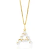 9CT YELLOW GOLD PEARLS INITIAL 'A' PENDANT AND CURB CHAIN Necklace