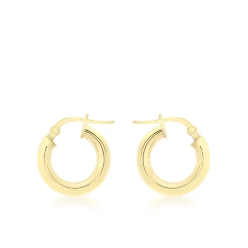 9CT YELLOW GOLD ROUND-TUBE POLISHED HOOP CREOLE EARRINGS