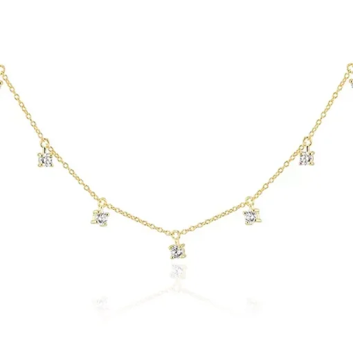 9CT YELLOW GOLD SMALL BUTTON CZ NECKLACE