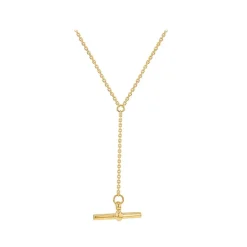 9ct Yellow Gold T-Bar Diamond Cut Trace Chain Necklace