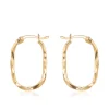 9CT Yellow Gold Twisted Oval Diamond Cut Hoop Earrings