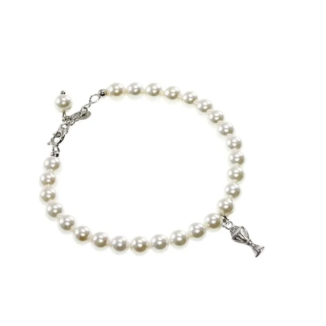 First Holy Communion Pearl and Chalice Charm Bracelet