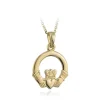 9K GOLD CLADDAGH PENDANT NECKLACE