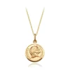 9K Gold Mother Teresa Medal Round Belcher Chain Necklace