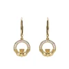 14KT Gold Vermeil CZ Drop Claddagh Earrings