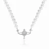 Pearl Saturn & CZ Necklace