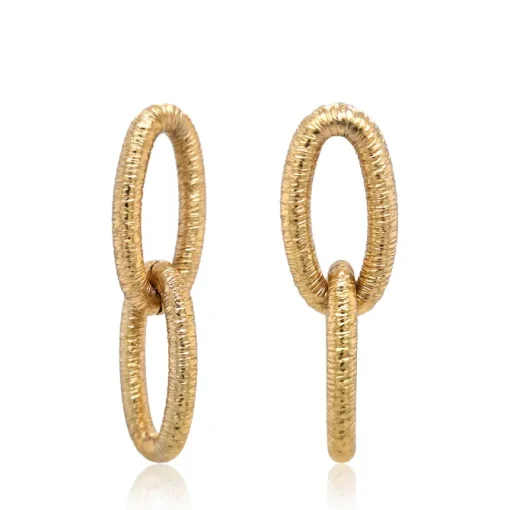 Rebecca Yellow Gold Diva Double Striped Mesh Stud Earrings