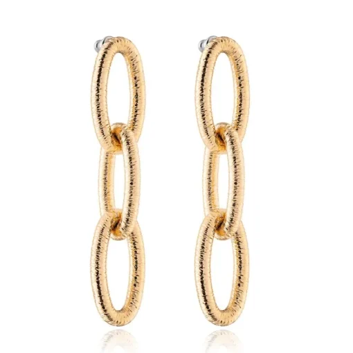 Rebecca Yellow Gold Diva Triple Striped Mesh Stud Earrings