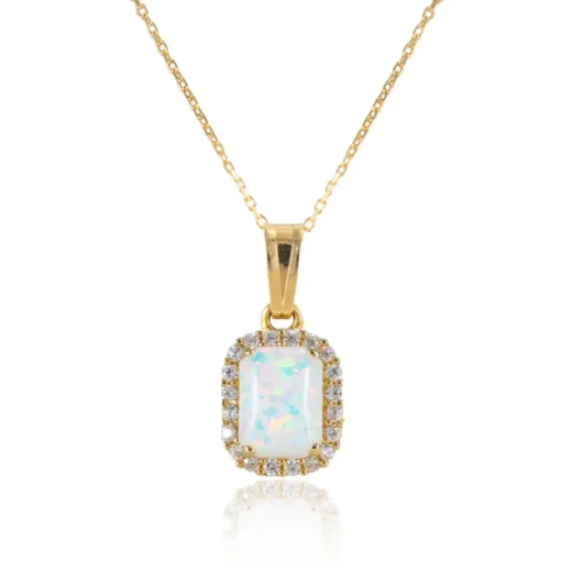 RECTANGLE OPAL PENDANT NECKLACE