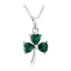 Silver Green Crystal Shamrock Pendant Necklace
