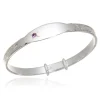 Sterling Silver Baby Bangle with Pink Stone