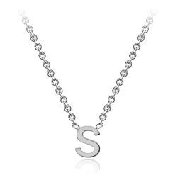 STERLING SILVER RHODIUM PLATED 'S' INITIAL ADJUSTABLE NECKLACE