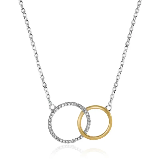 Sterling Silver Two Tone CZ Ring Necklace