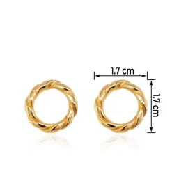 Yellow Gold Plated Twisted Circles Stud Earrings